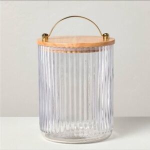 64oz Fluted Glass Storage Canister with Wood Lid - Hearth & Hand™